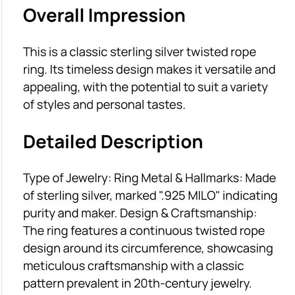 Vintage Artisan Sterling 925 Silver Twisted Rope Stacking Ring - Picture 4 of 4